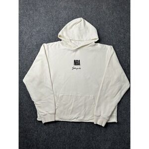 Mens Hoodie NBA Staple Cream Pullover Back Team Logos, Size L